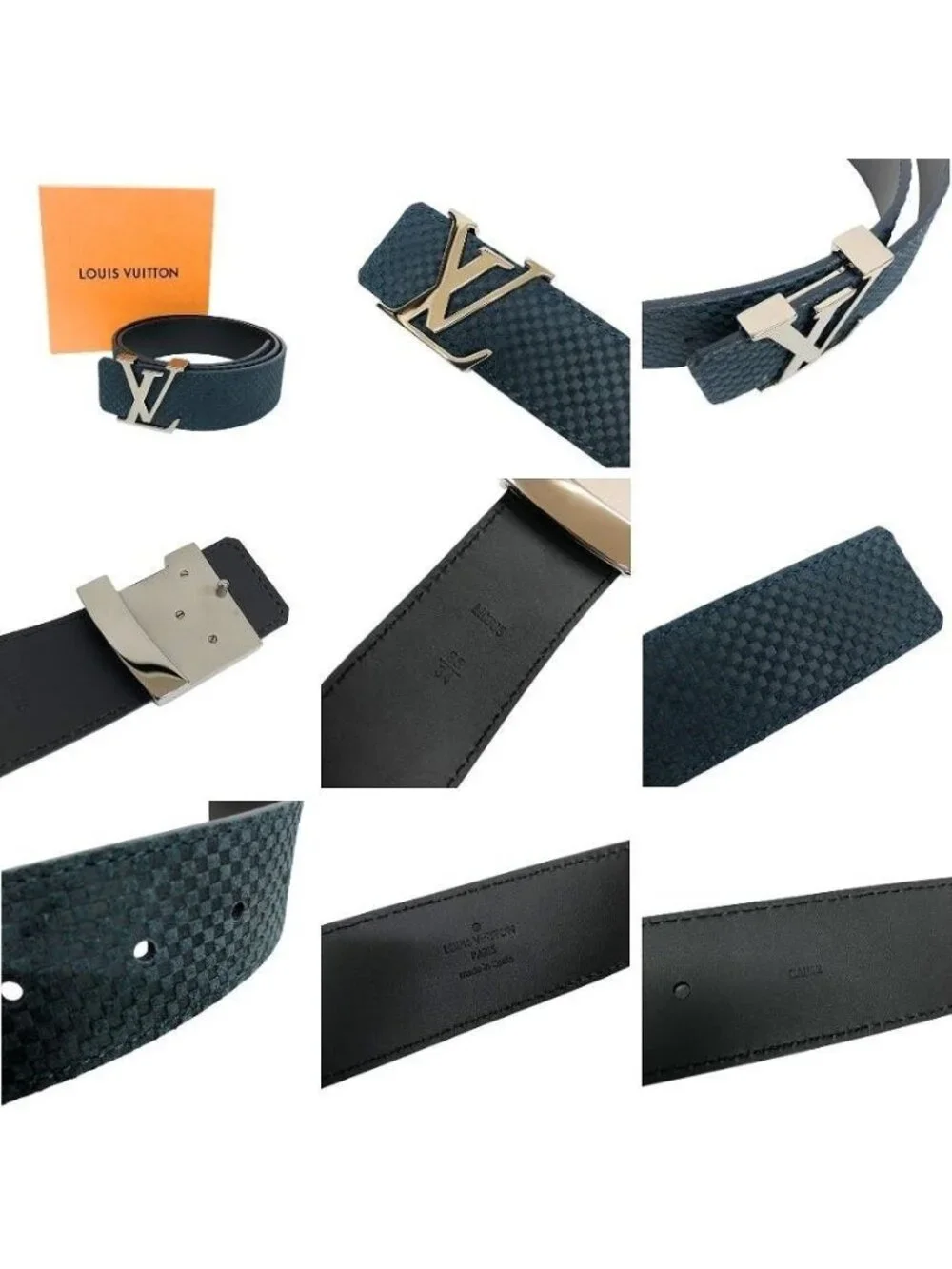 Louis Vuitton Monogram Ceinture Initial Belt 85 Abyss Blue Green Male New